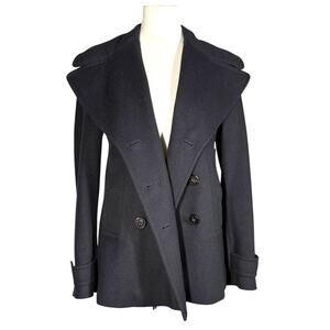 Burberry Wool Cashmere Black Pea Coat Women's Size 4